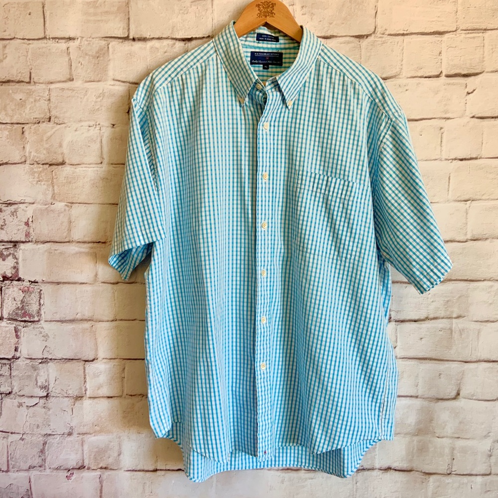 Hathaway Sport Shirt, Short Sleeve Button Front XL